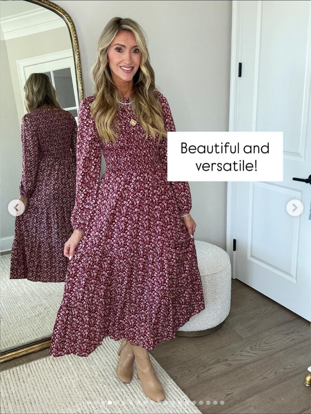 Pretty Garden smocked midi dress M